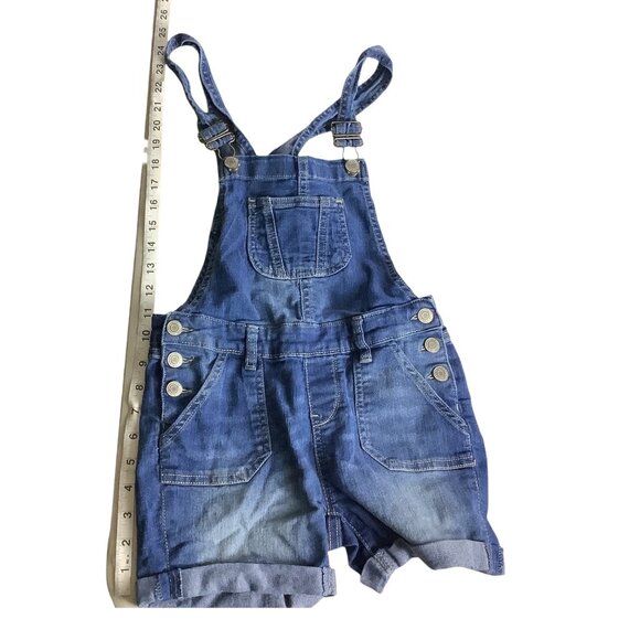 Vanilla Star Girls Denim Shortalls Adjustable Size 8 Jean Bib Overalls Pockets - Picture 7 of 15